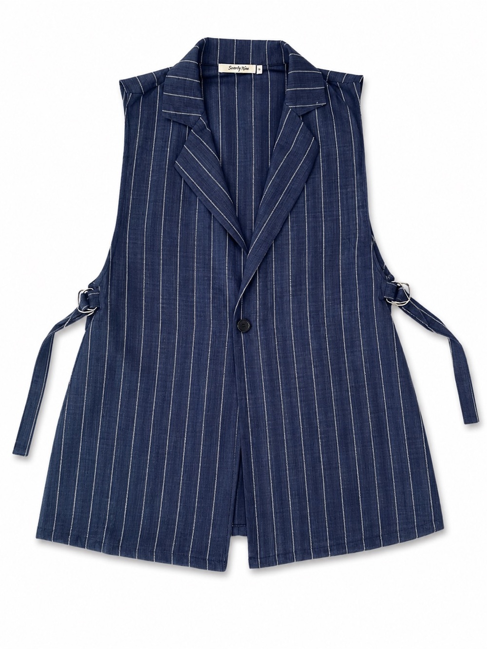 Sleeveless Pinstripe Navy Vest